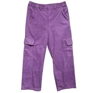 Monki Purple/Lavender corduroy Cargo wide leg Pants, Hippie Boho Size Medium